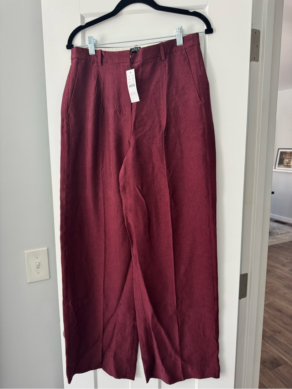 J. Crew Wide-Leg Satin Trouser Skirt in Burgundy
